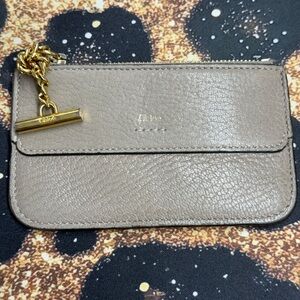 Chloe Beige Leather Card Holder with Gold Chain